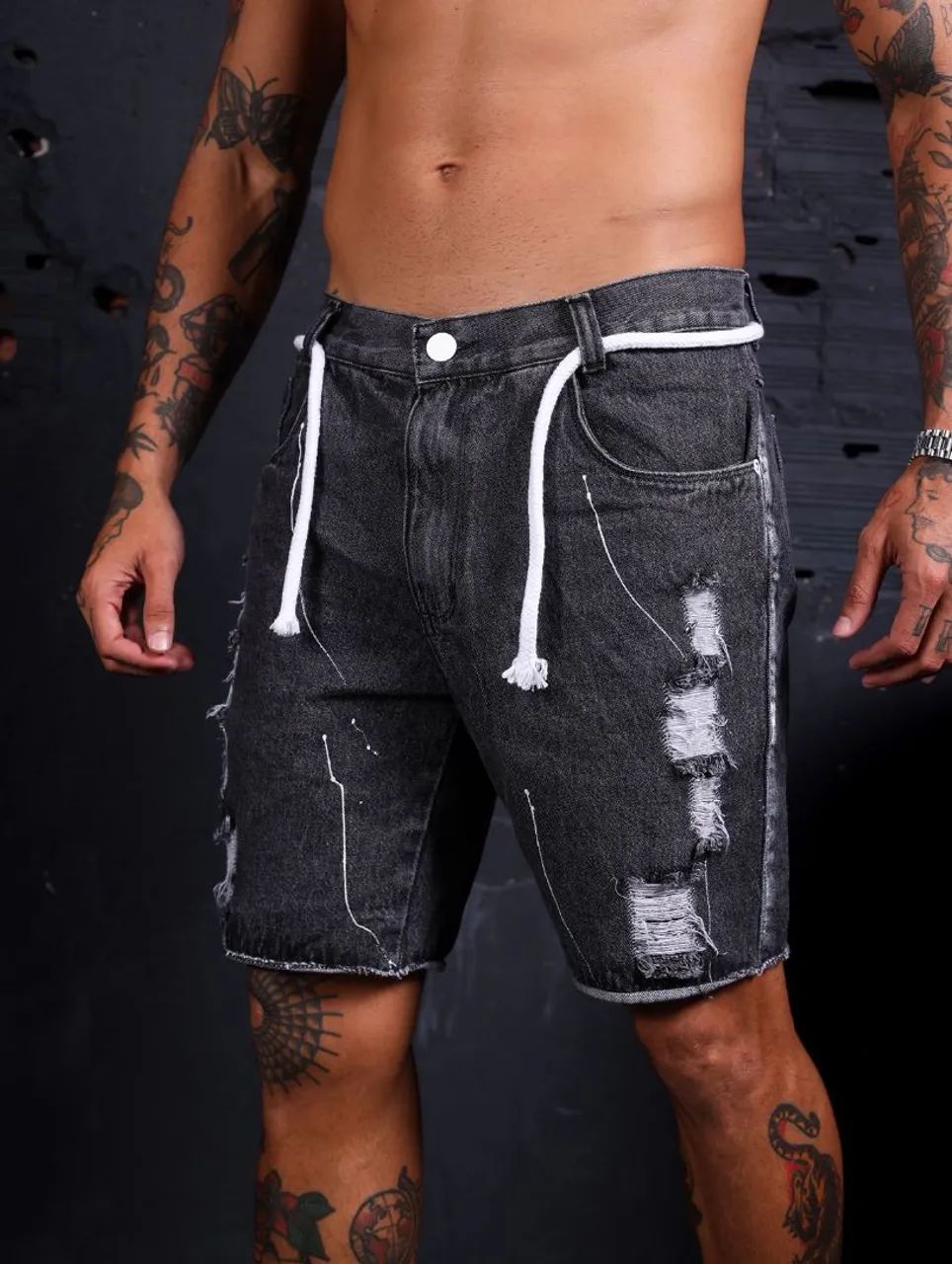 Bermudas jeans com cordinhas disponível  - Foto 2