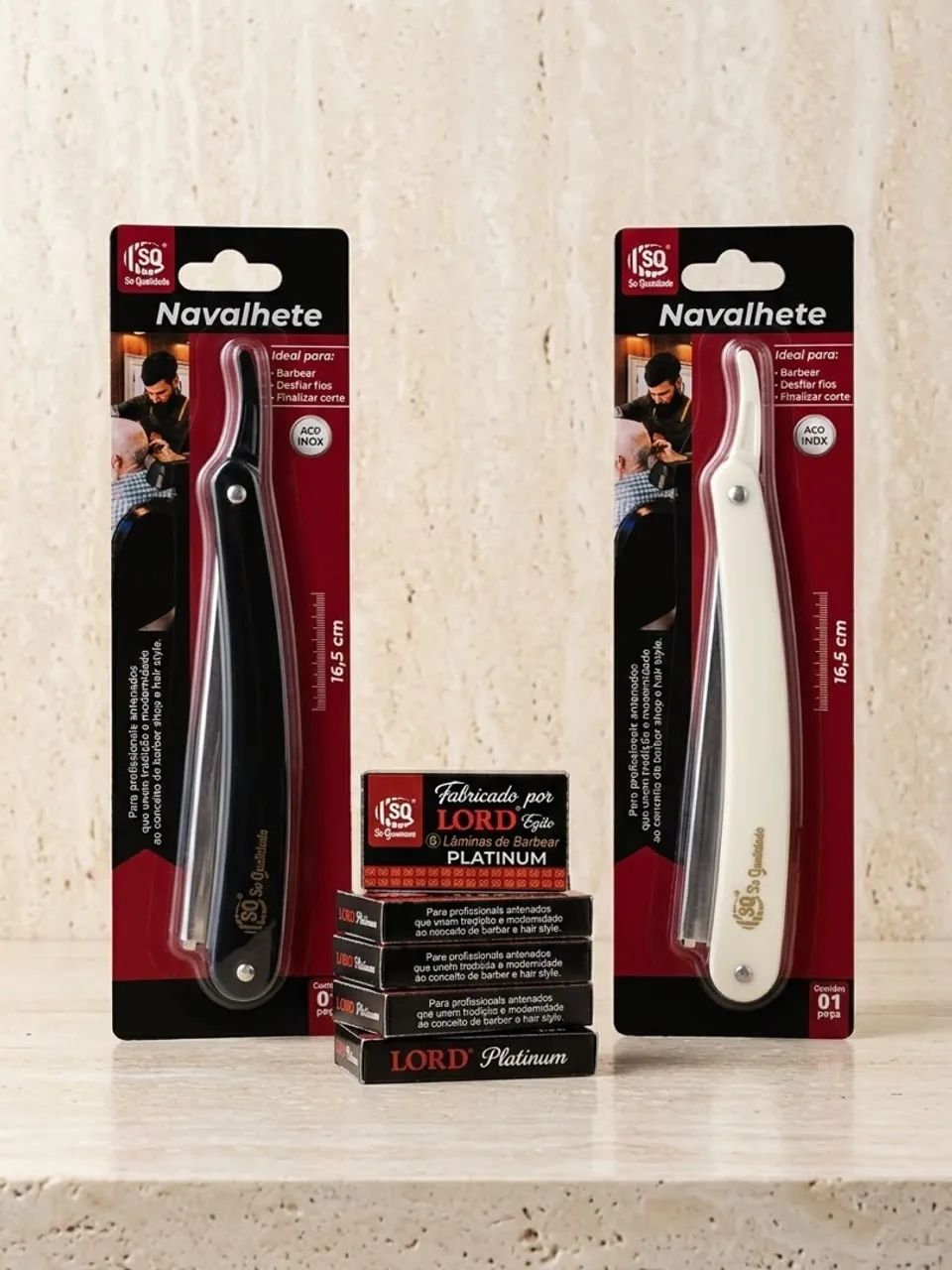 Kit Profissional Navalhete Aço Inox + Caixa de Lâmin
