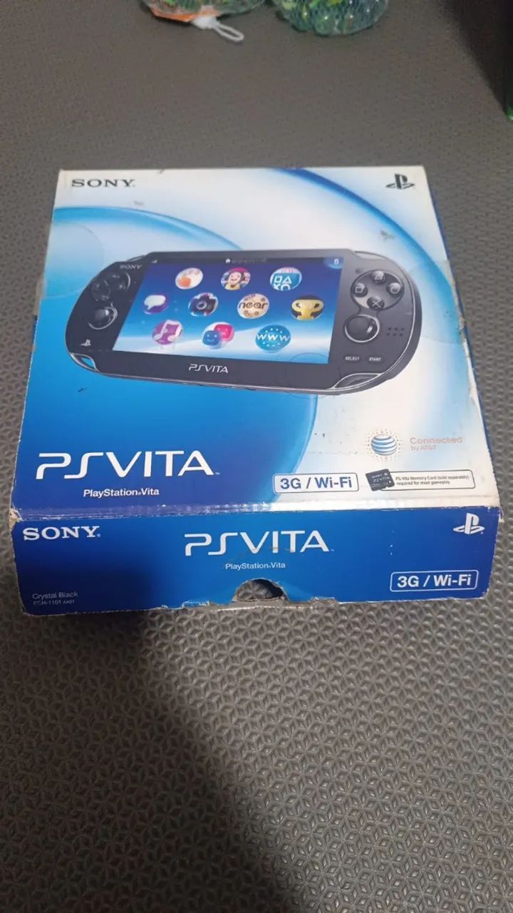 PS Vita OLED PCH-1101 3G/Wi-Fi + Caixa + 32GB Cartão com jogos + 4