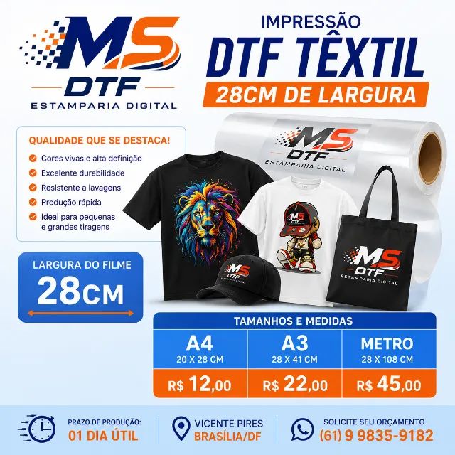 IMPRESSÃO DTF TÊXTIL - 28 CM - Foto 2