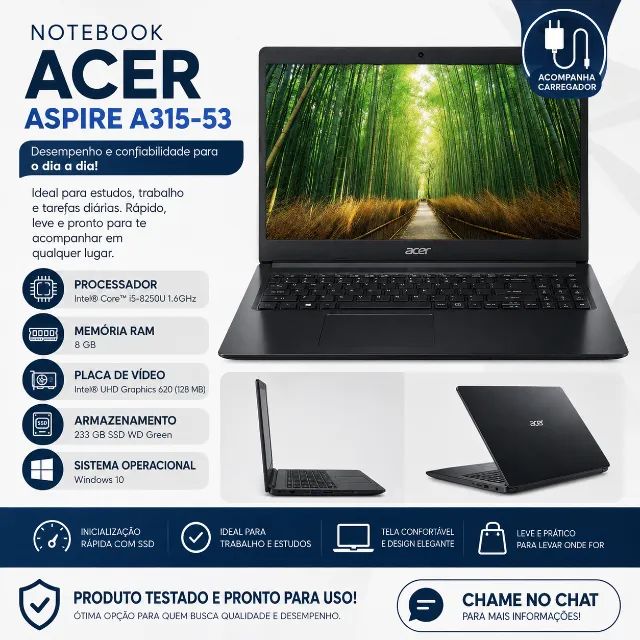 Notebook Acer Aspire - A315-53 Preto