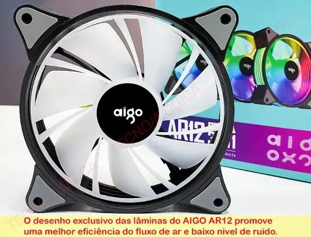 5x Cooler Fan Aigo AR12 ARGB com Controladora - Ventoinha Gamer A-RGB - Foto 3