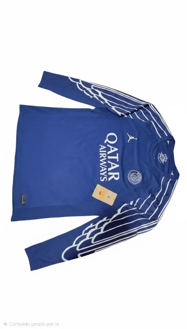 Camisa de Treino PSG Jordan Manga Longa Azul - Qatar Airways