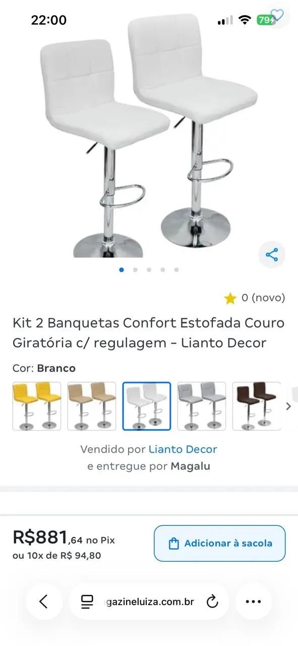 Kit 2 Banquetas Gomos Branca - Foto 3