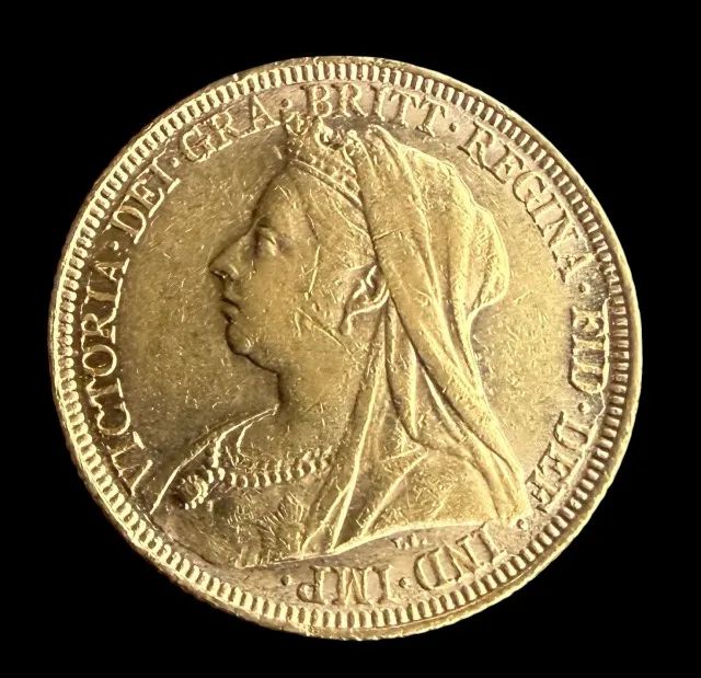 Moeda - 1 Libra Esterlina - Inglaterra - Moeda em ouro 22k datada de 1894