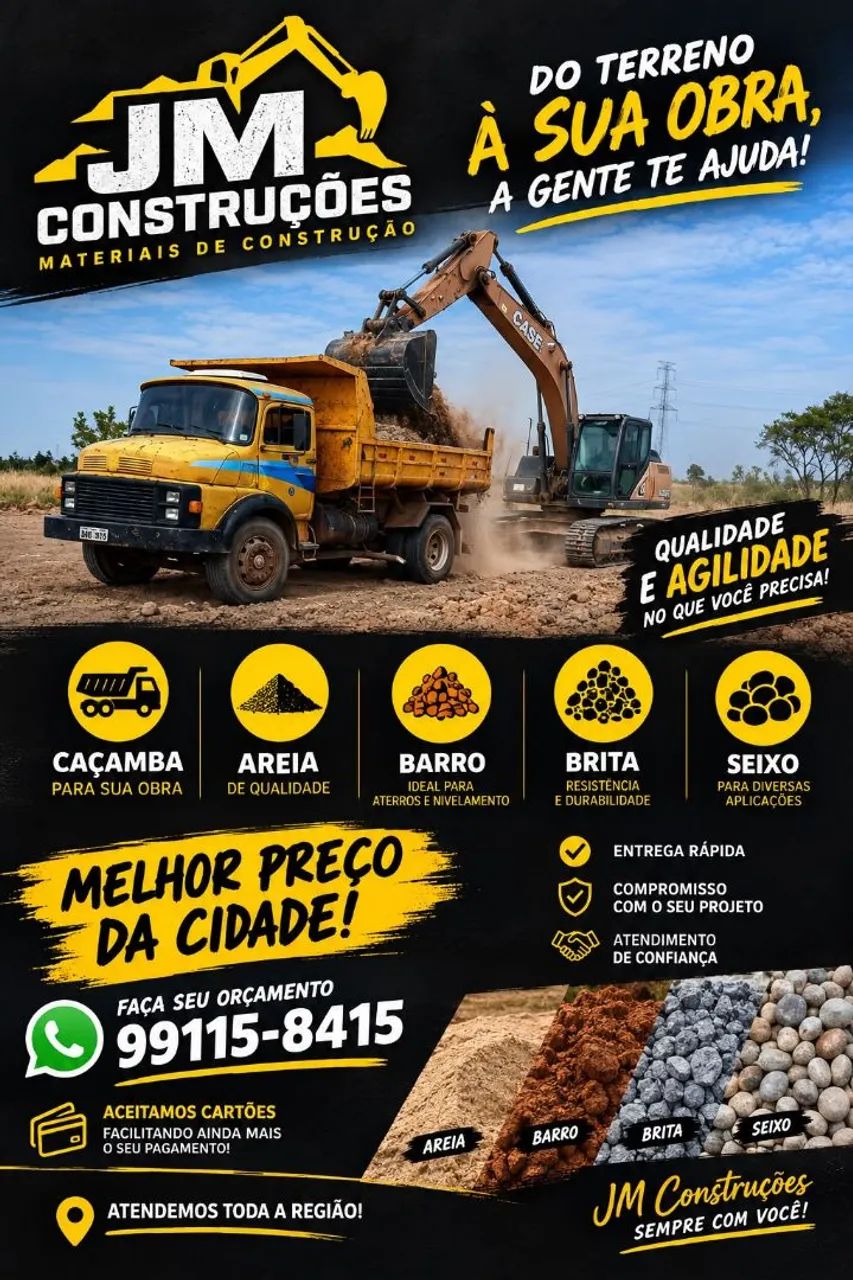 Areia,brita,barro, seixo *