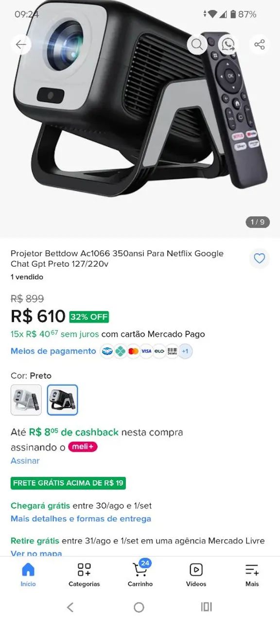 Projetor bettdow ac 1066