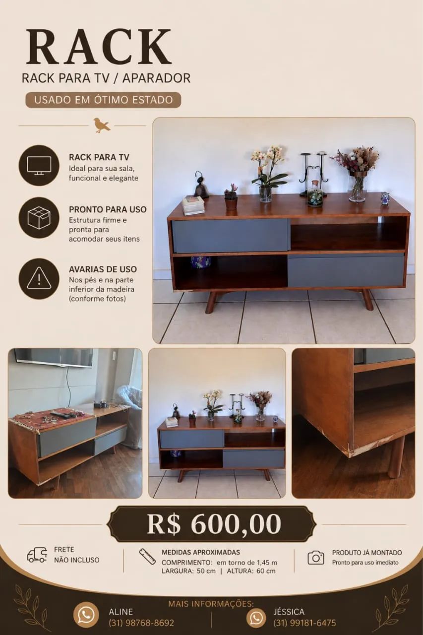Rack para tv ou aparador