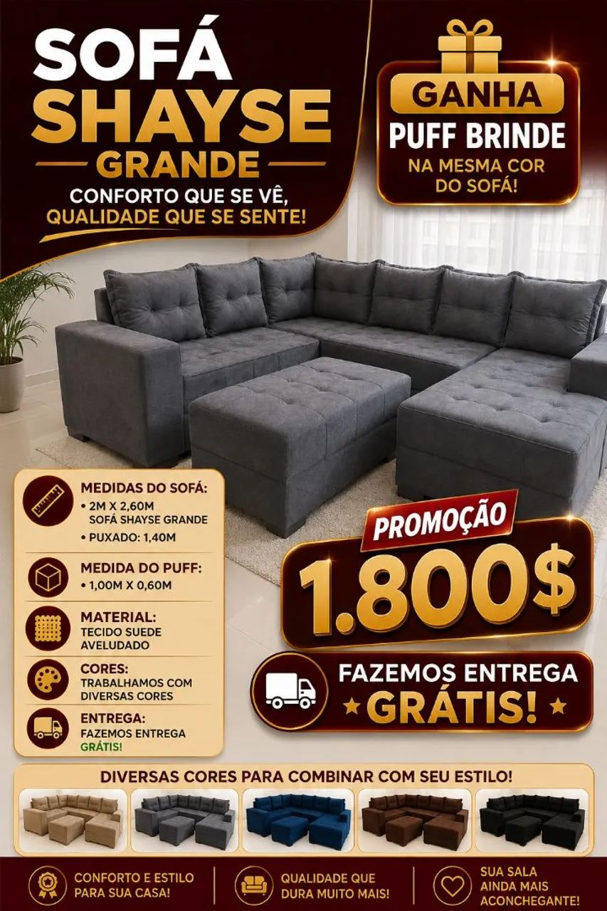 Sofás Novos grande com Puff - Foto 2