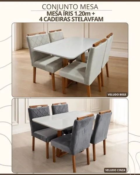 Mesa de jantar 1,20 com 4 cadeiras 
