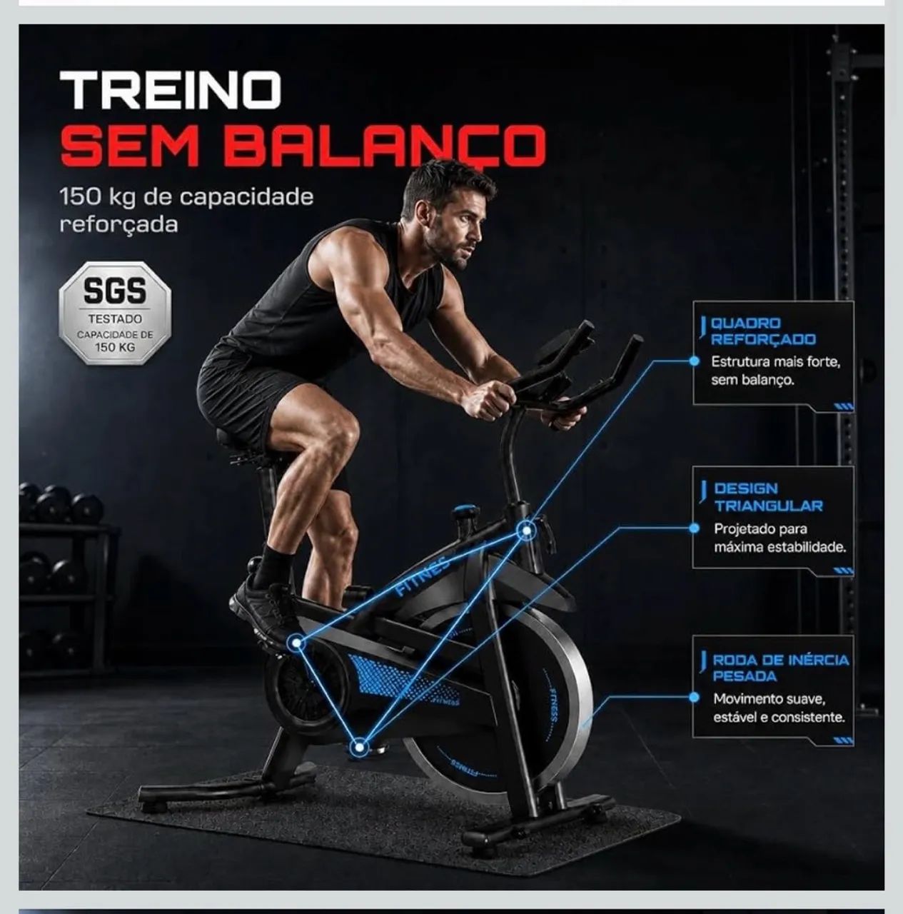 Bicicleta Spinning Com Roda De Inércia De 13kg
