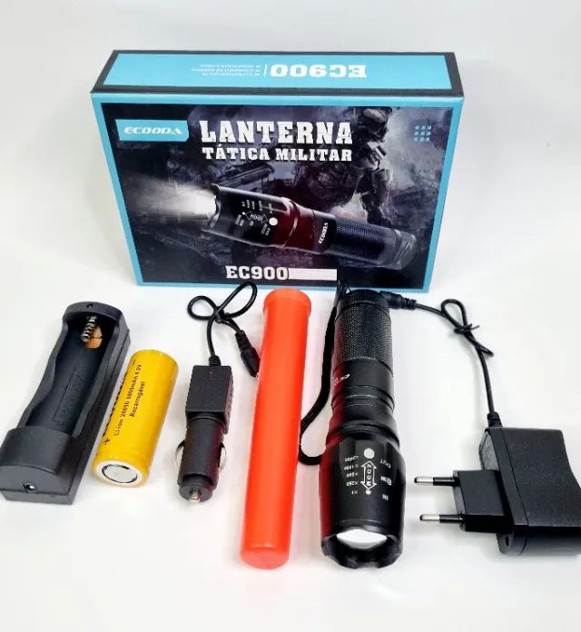 Lanterna Led Com Foco Zoom Recarregável de Aluminio Resistente a Chuva - Pronta Entrega - Foto 2