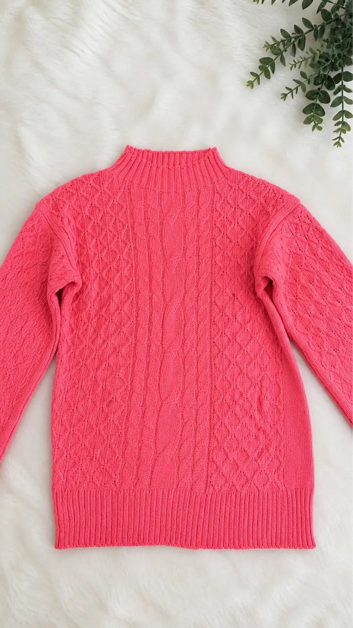     Suéter Inverno Tricô Elegante Rosa 
