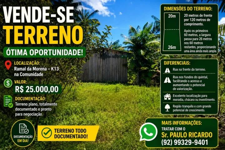 Vende-se terreno comunidade ramal da morena km 13 estrada de Balbina  - Foto 2