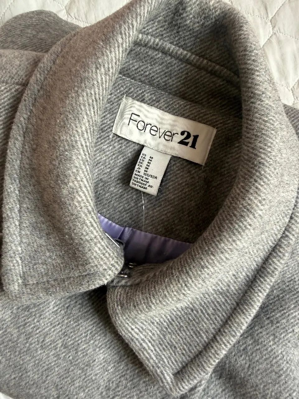 Sobretudo Forever 21 Lã Batida Cinza Mescla Forrado  - Foto 2