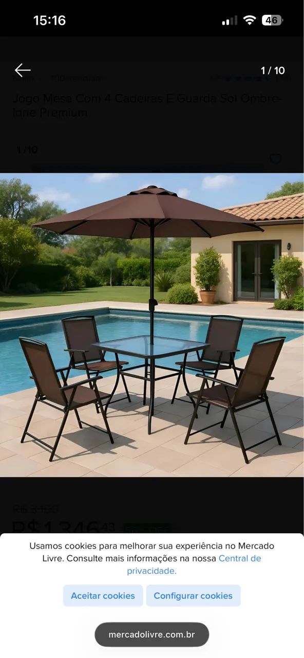 Conjunto de mesa e cadeiras para area externa