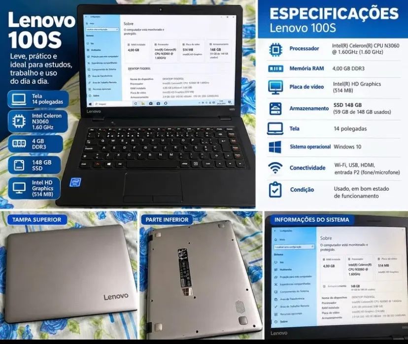 Notebook Lenovo 100s - Foto 5
