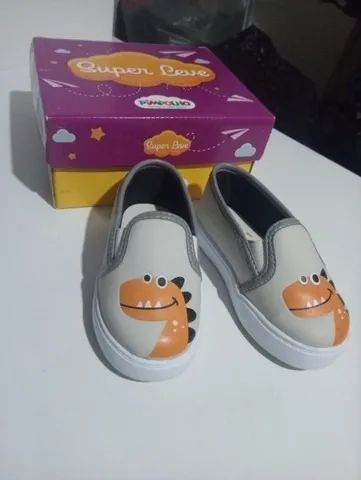tênis novo infantil pimpolho cinza/laranja 