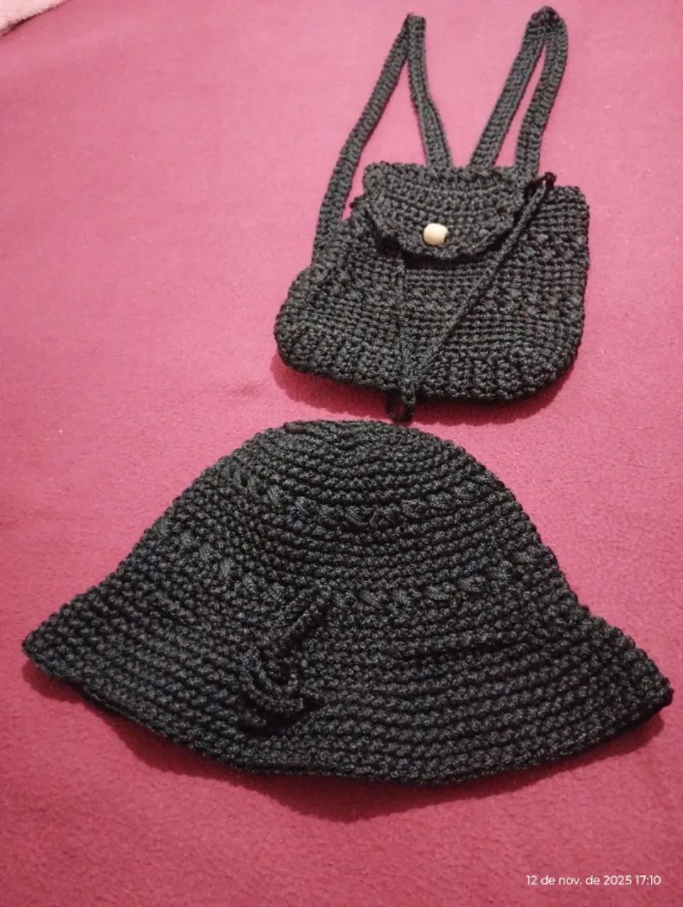 Conjunto em crochê, bolsa e chapéu somente R$70 - Foto 2