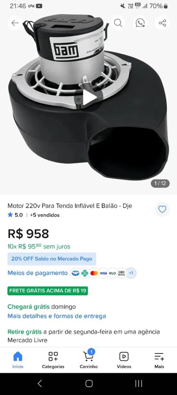 Motor para inflar balão 