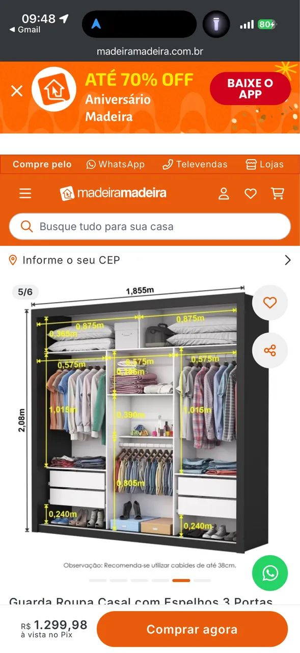 Guarda Roupa Solteiro  - Foto 2