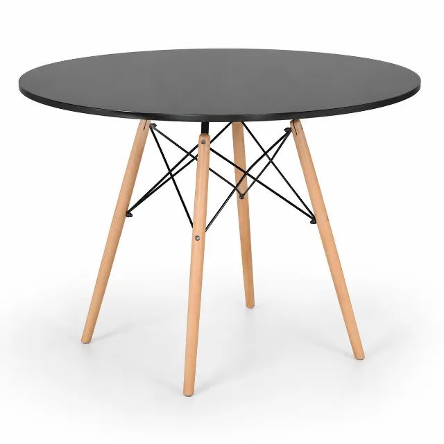 Mesa Redonda Moderna Preta Base Eiffel Charme E Funcionalidade 45112