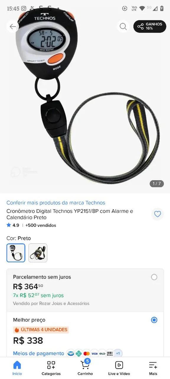 Cronômetro digital Technos bem conservado 