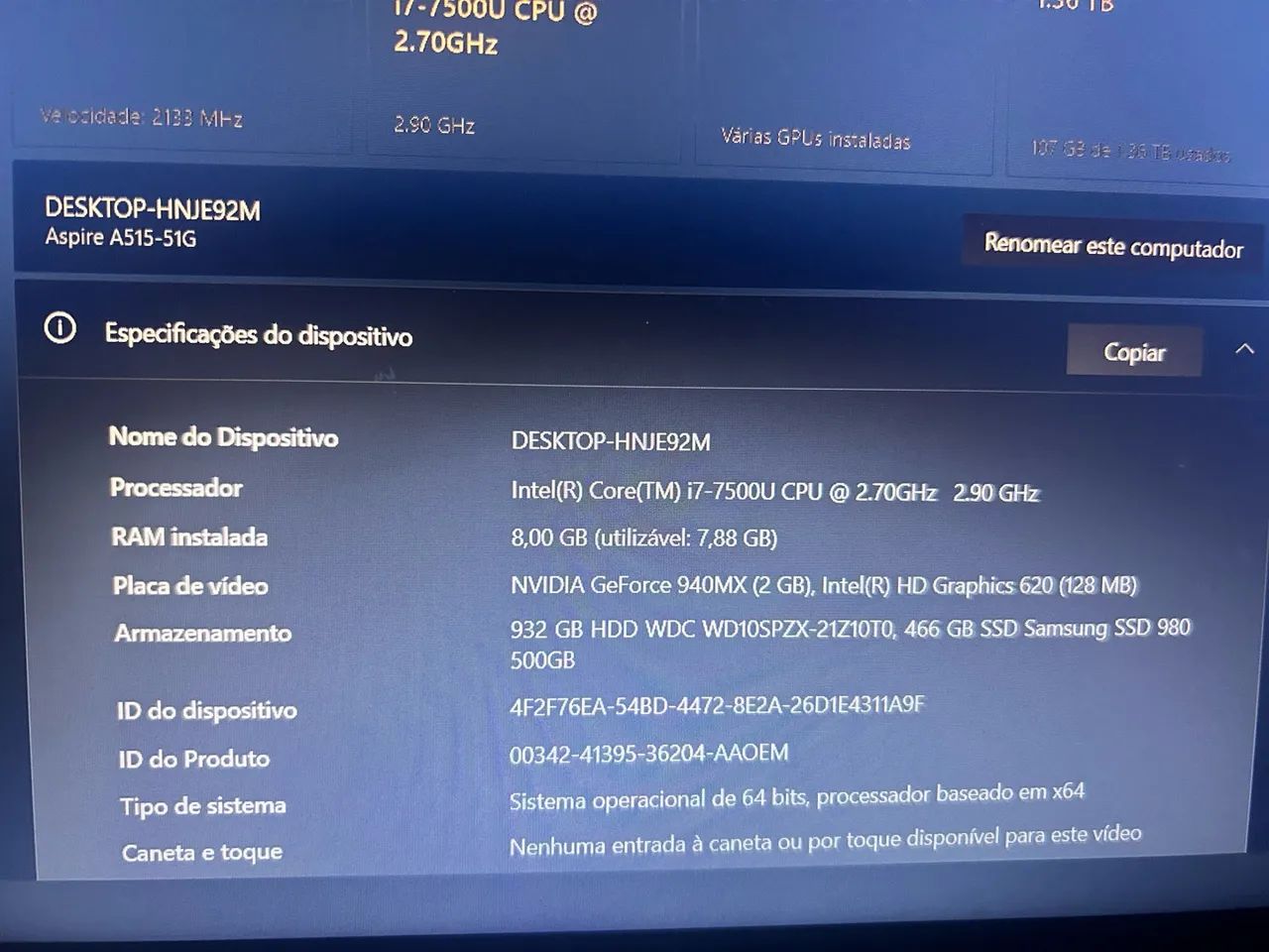 Notebook Acer Intel I7 ssd Samsung 500 gb - Foto 5