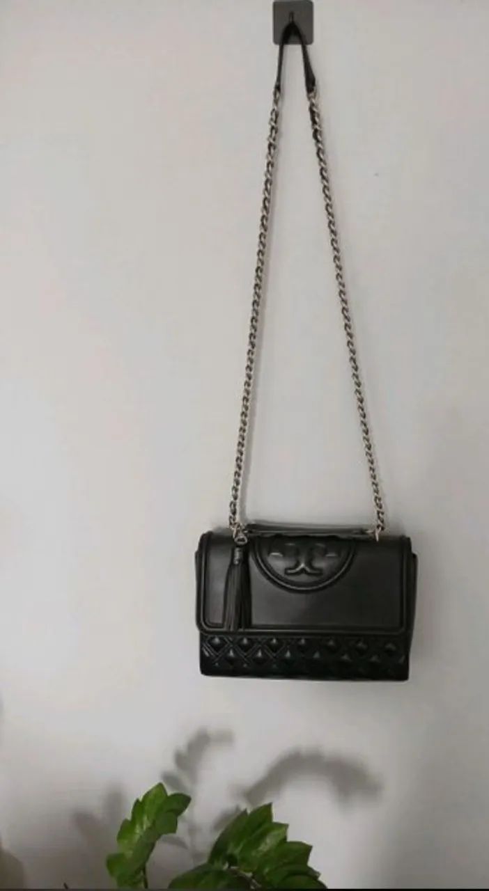 Tory Burch Fleming Bolsa Preta Couro Matelassê Original  - Foto 4