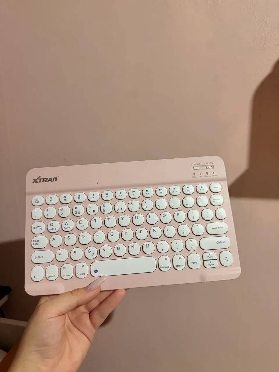 Teclado e Mouse via bluetooth rosa bebê 