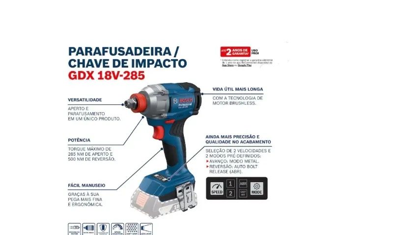 Chave de Impacto 1/2 e 1/4 Pol. GDX 18V-285 com 2 Baterias 18V e