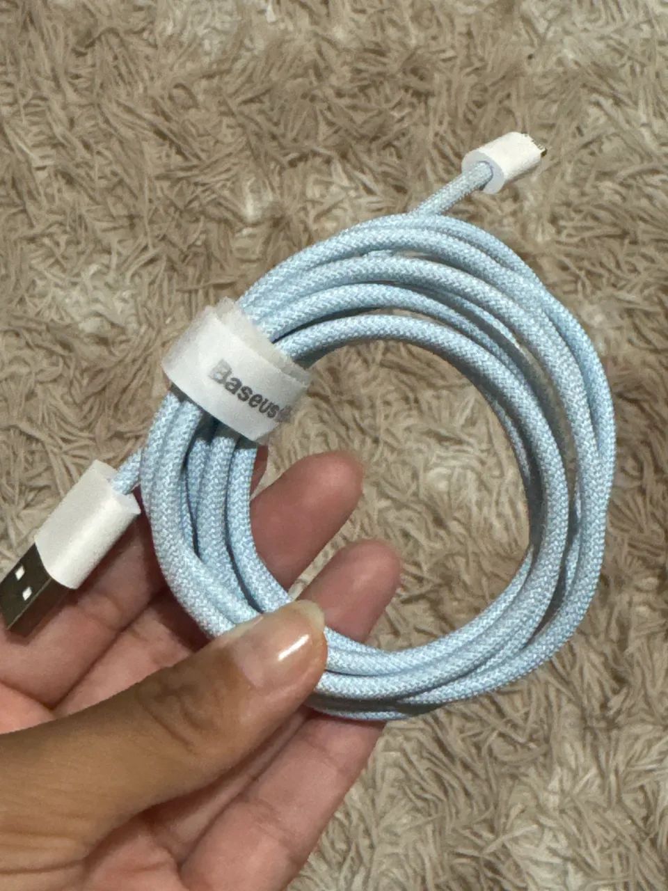 Cabo Baseus USB para Lightning iPhone - Branco/Azul
