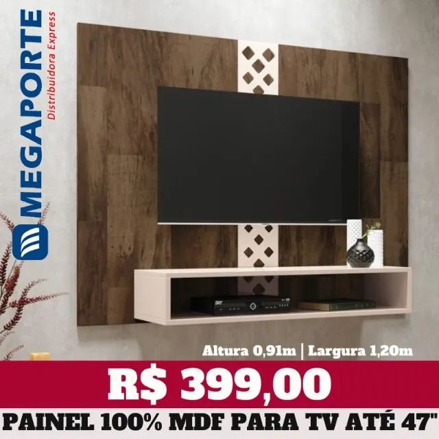 Painel 100% MDF para Televisão até 47 Polegadas (Novo) Entrega Grátis!  - Foto 3