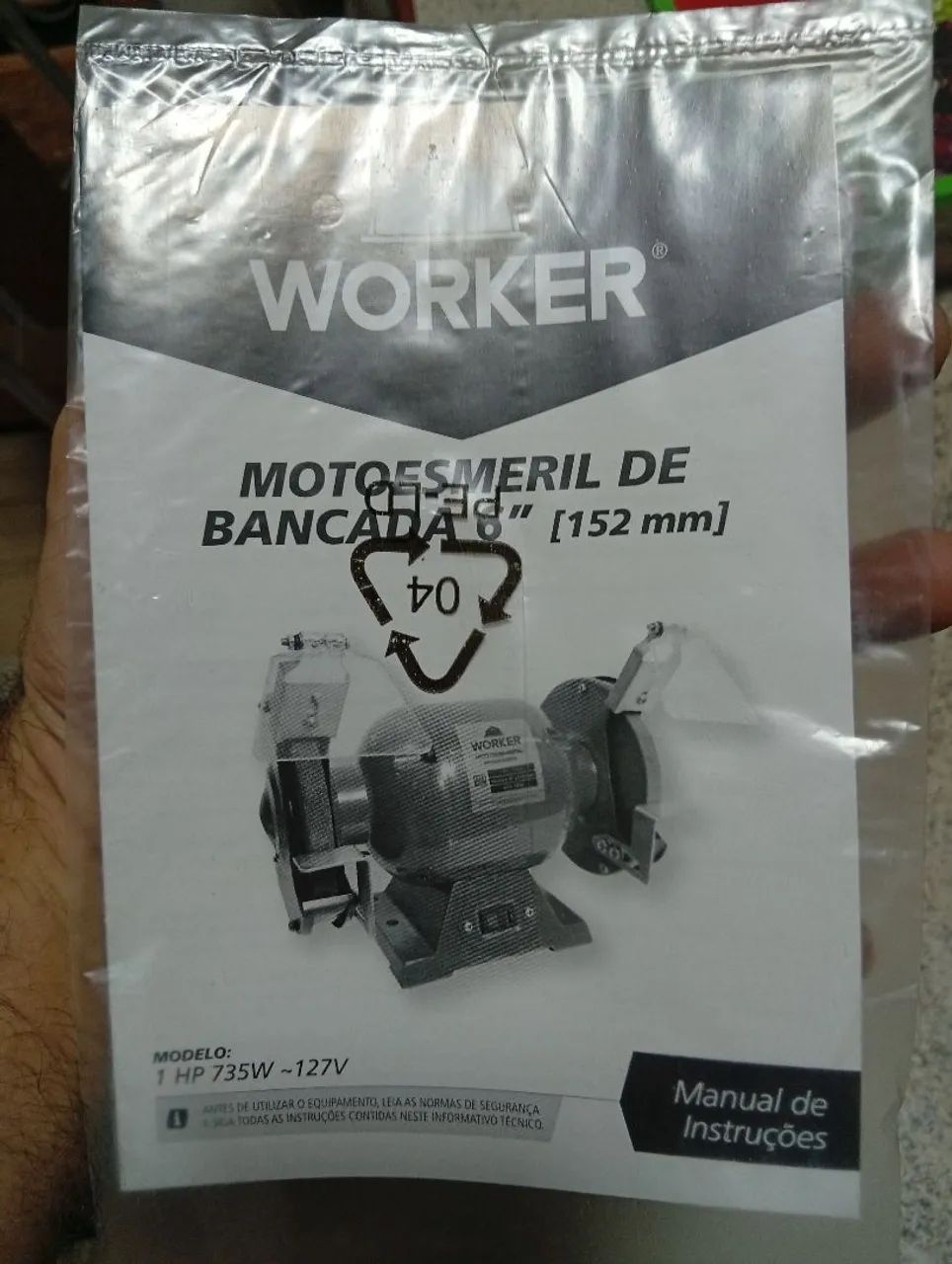 Motoesmeril monofásico Worker 1HP-735W Rebolo 6 RPM 3450 excelente  - Foto 5