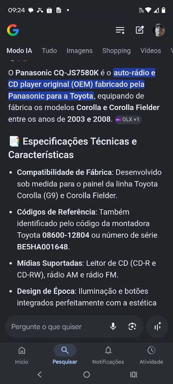 Rádio Panasonic Corolla  - Foto 2
