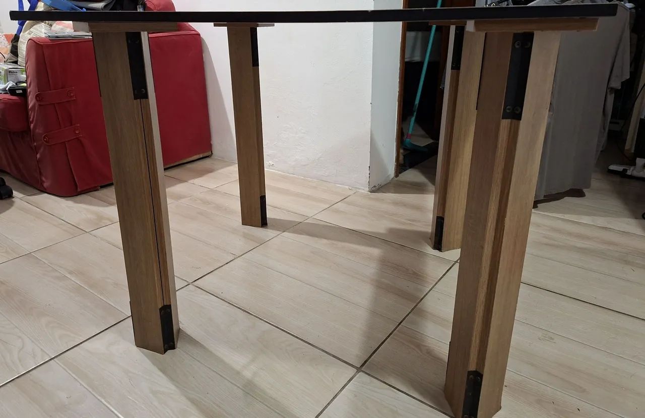 Mesa madeira preta jantar cozinha - Foto 2