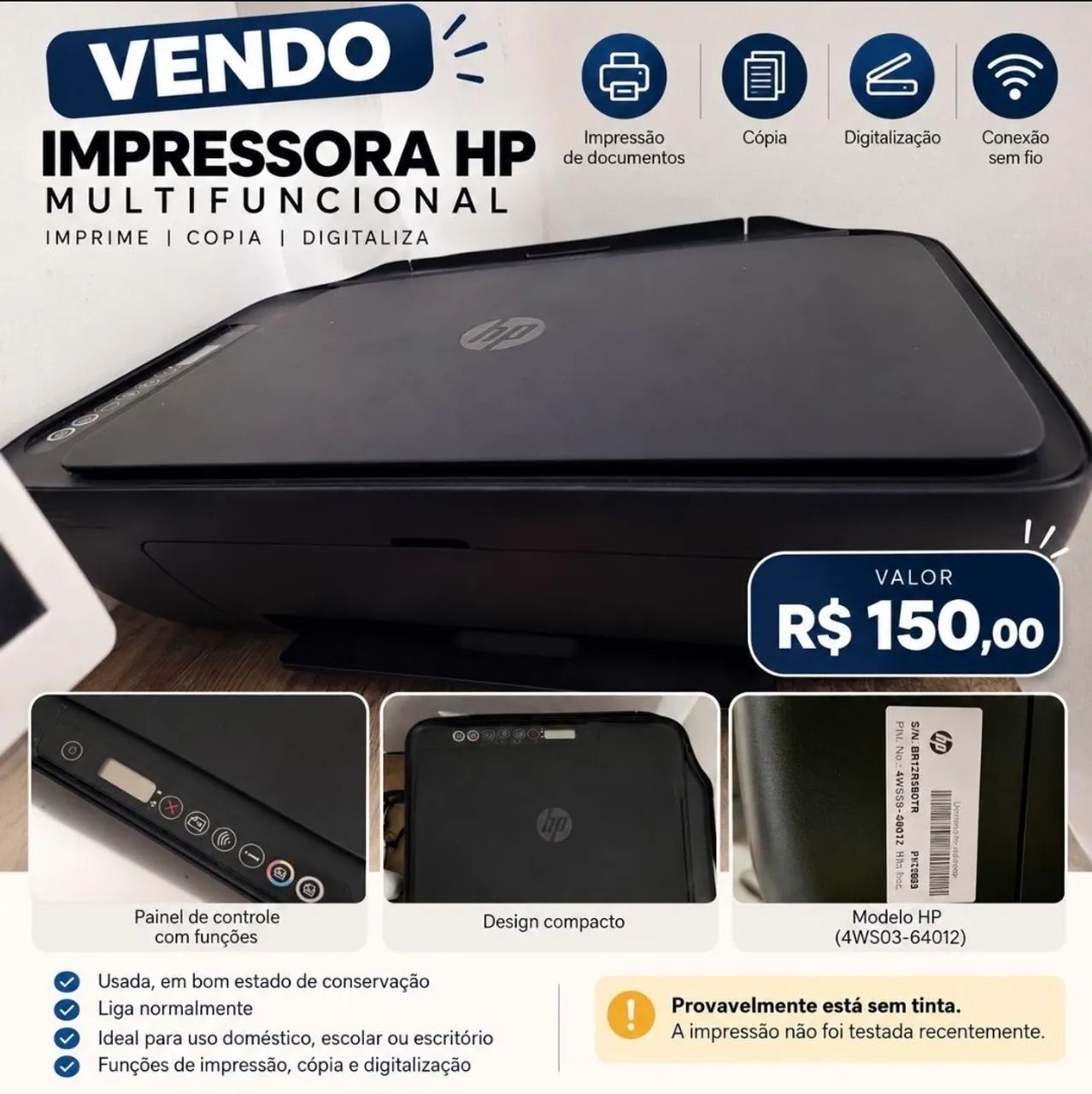 Impressora HP multifuncional 