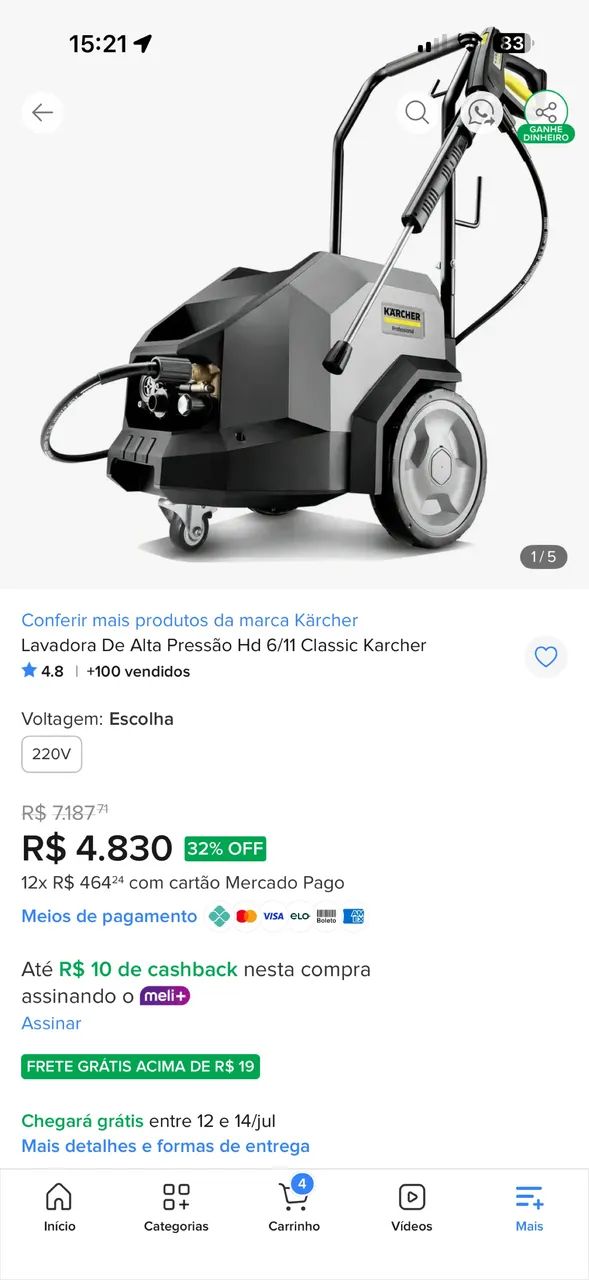 Lavadora de alta pressão Hd 6/11 Classic karcher