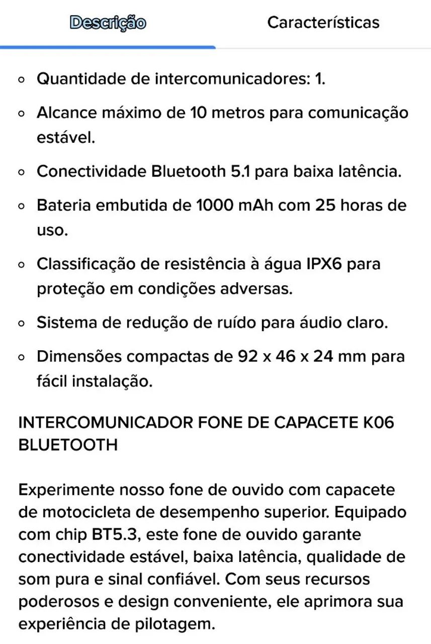 Intercomunicador K06 Helmet Wireless Earphone - Foto 3