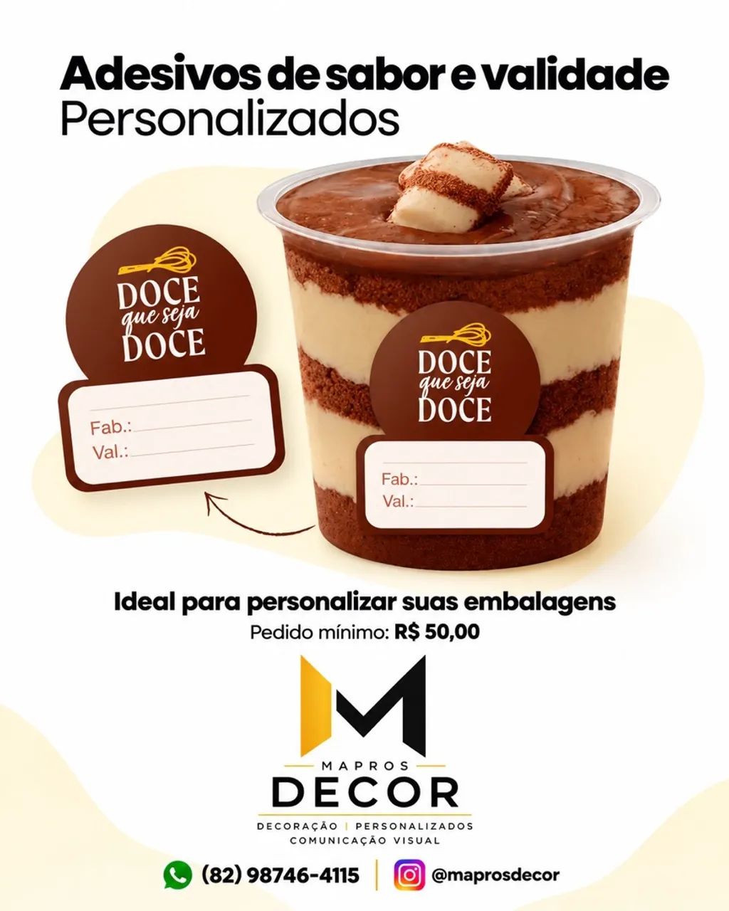 Adesivos para copos e embalagens 