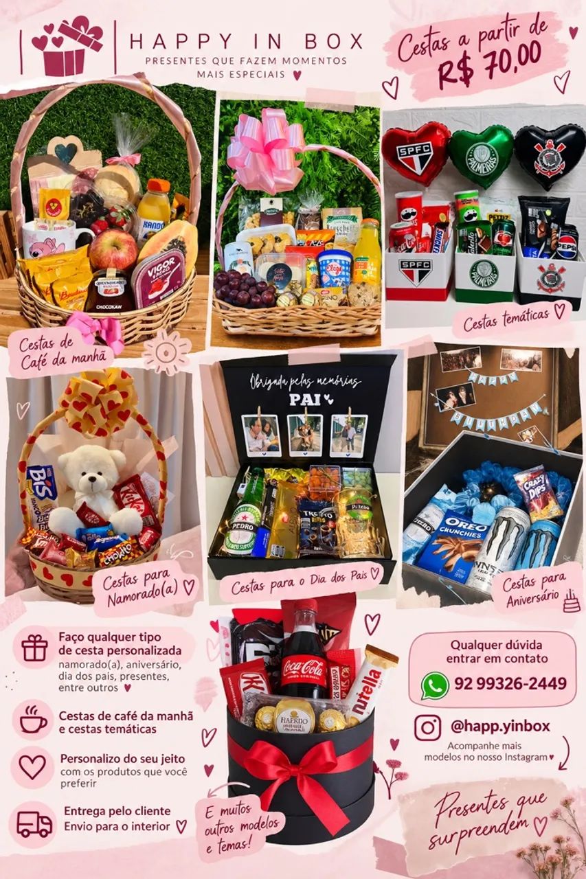 Cestas e buquês personalizados 