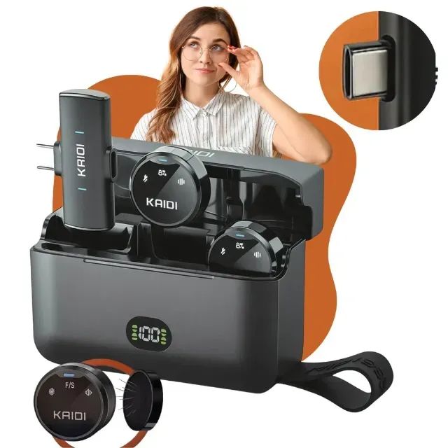 Microfone Lapela Magnético Alta Qualidade Kaidi Redução Ruído Iphone Android Tipo C P4-C