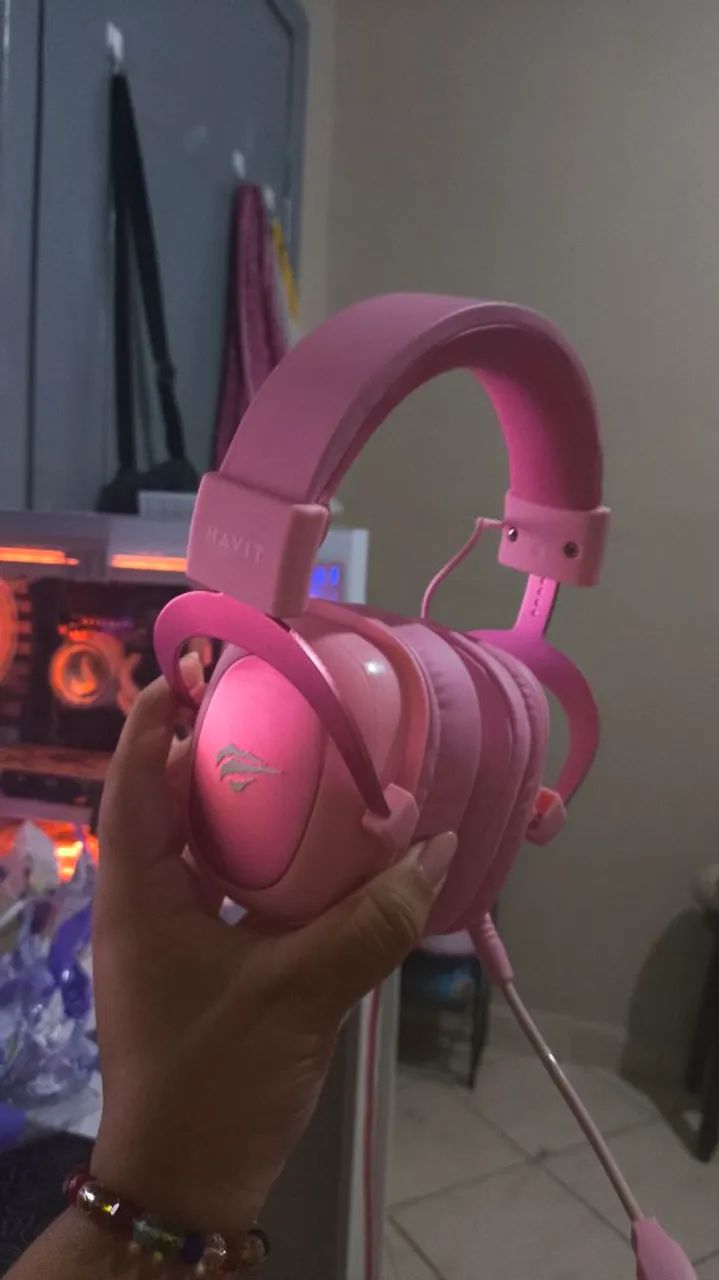 Fone havit H2002d, rosa, gamer, com problema no microfone  - Foto 2