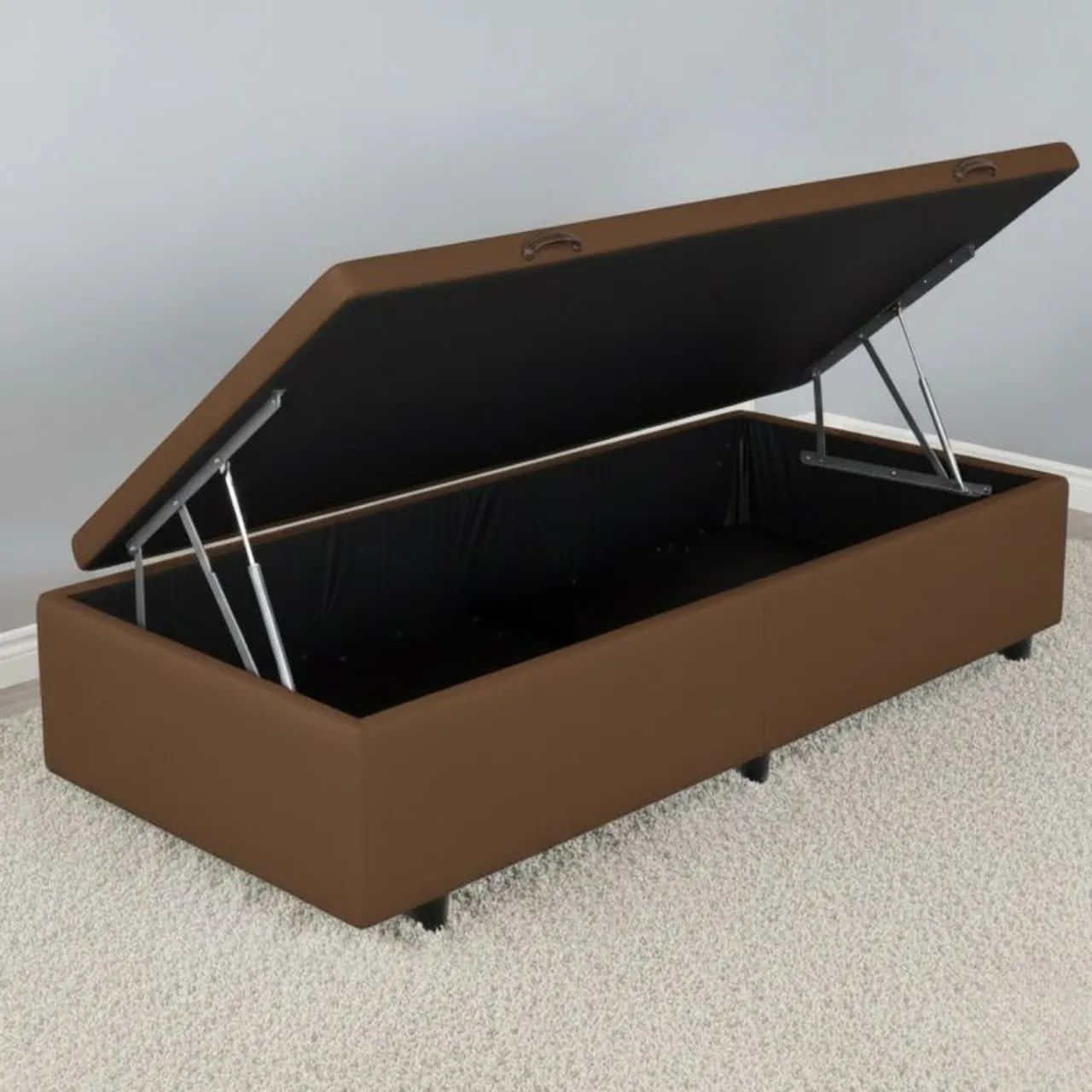 Base Box Solteiro Baú Corino Marrom - ALTO NÍVEL CAMAS E COLCHÕES - pronta entrega 