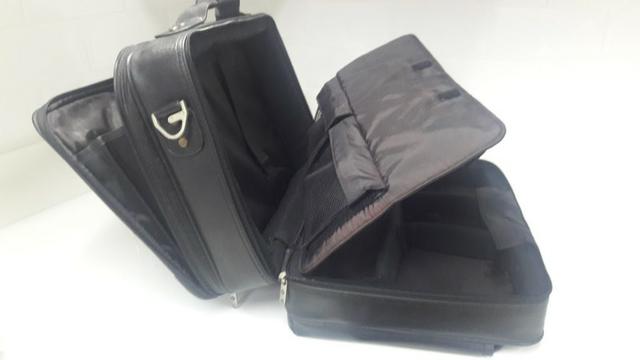 Sansonite Couro Maleta Masculina Executiva para notebook com rodinhass - Foto 5