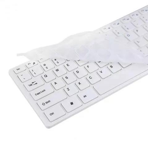 (NOVO) Kit Teclado E Mouse Sem Fio Ultra 2.4g Branco + Pelicula - Foto 2