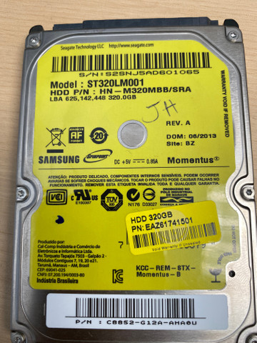 HD Notebook Samsung 320GB