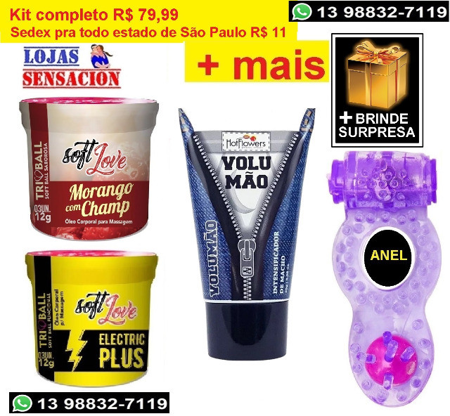 Kit 5 . Bolinhas Morango Champ e Eletrificante, Volumão e 2 Brindes(1 Anel)