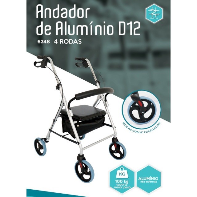 Andador D12 4 rodas dellamed