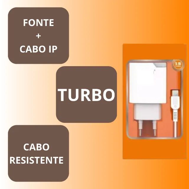 Carregador De Celular Turbo Fonte Dupla Entrada + Cabo Iphone Ou Tipo-C - Foto 4